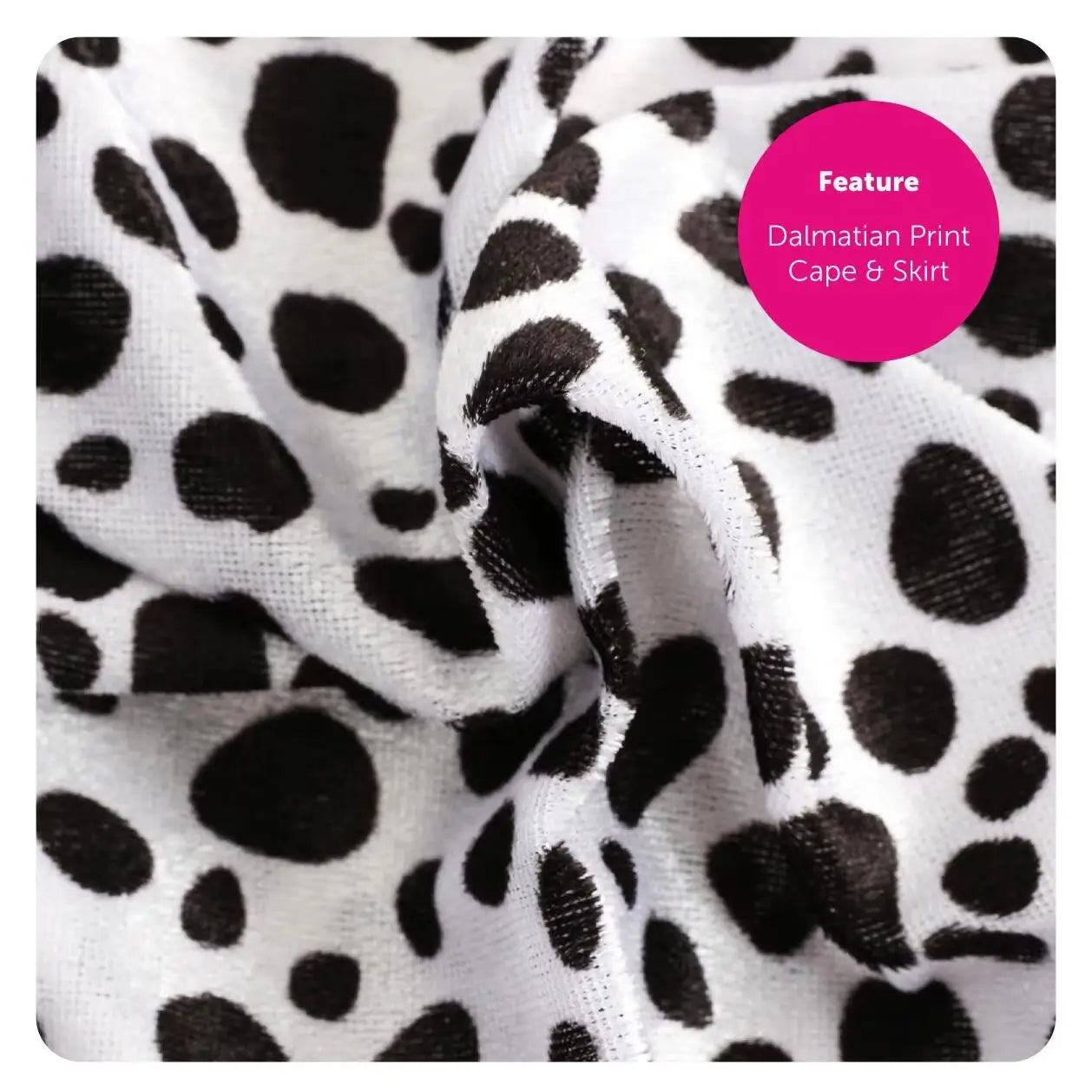 Girls Evil Dog Lady Costume - Dalmatian Print Dress - Perfect for Halloween & World Book Day Fancy Dress