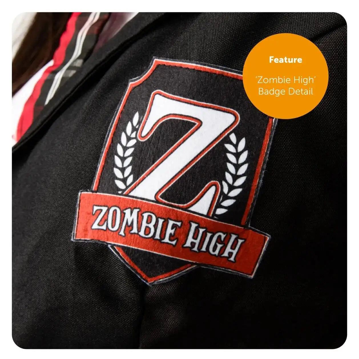 Ladies Zombie Schoolgirl Halloween Costume Set – Blood-Stained Blazer Shirt Skirt Tie Stockings & Face Paint