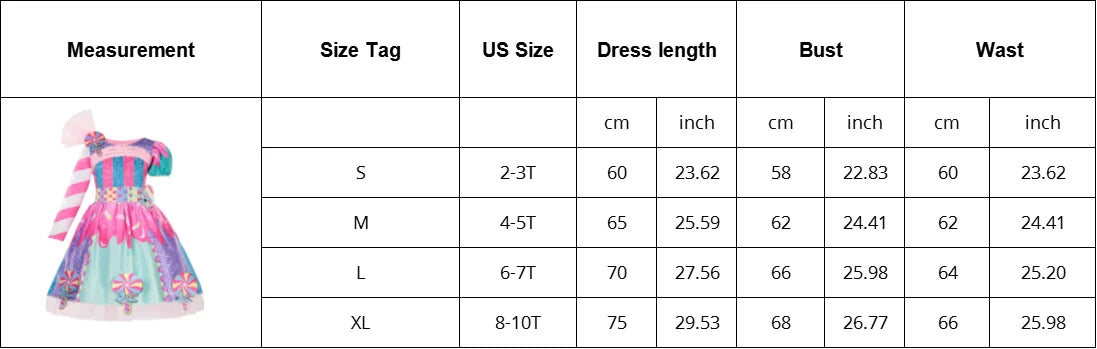 Girls Purim Festival Lollipop Costume Children's Puff Sleeve Candy Costume Kids Sweet Lollipop Print Birthday Party Dresses
