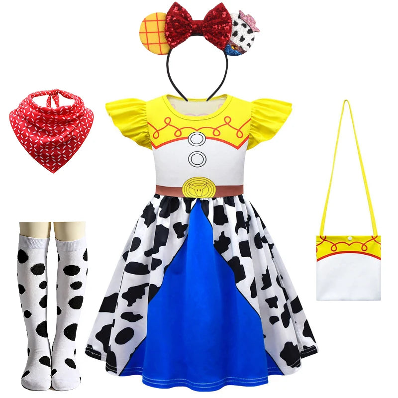 Infant Christmas Jessie Dress New Year Toy Movie Costume Girls Tutu Dress 1 2 3 4 5 6 Years Old Baby Girl Birthday Party Dress