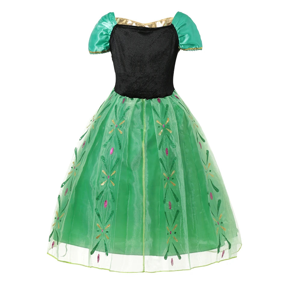 Girls Princess Dress Kids Elsa Anna Snow White Aurora Belle Rapunzel Peach Halloween Costume Children Birthday Party Clothes