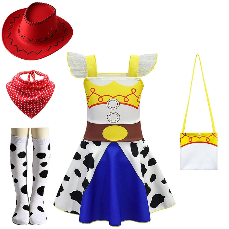 Infant Christmas Jessie Dress New Year Toy Movie Costume Girls Tutu Dress 1 2 3 4 5 6 Years Old Baby Girl Birthday Party Dress