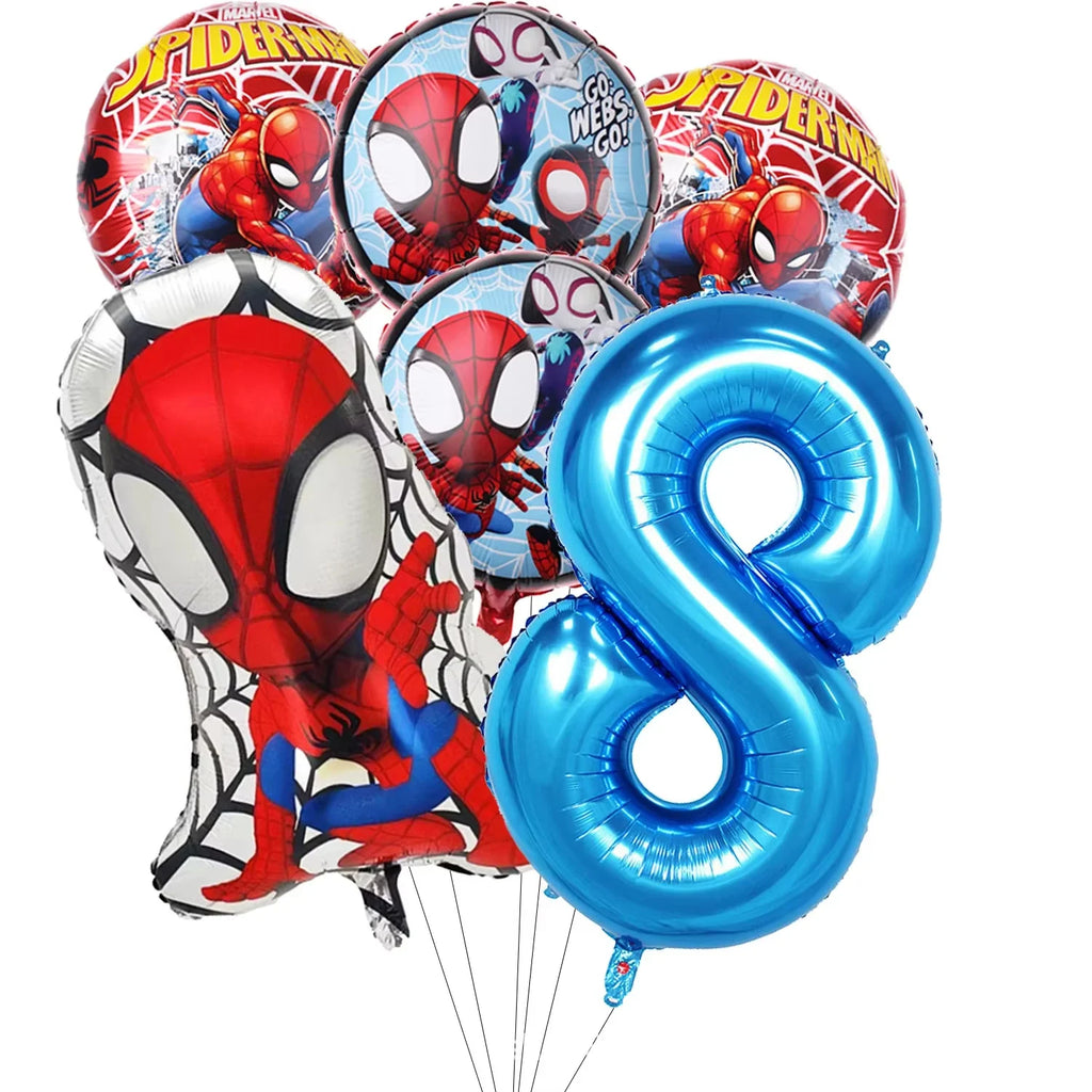 Spidey Giant Balloons Avengers Birthday Decorations 1-9 Number Balloons Superhero Photo Props Kids Party Supplies Boys Rewards