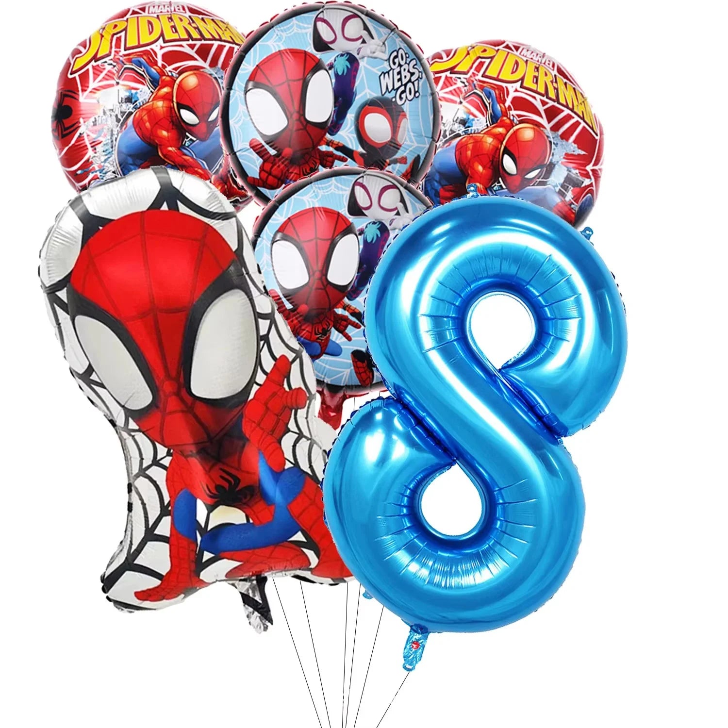 Spidey Giant Balloons Avengers Birthday Decorations 1-9 Number Balloons Superhero Photo Props Kids Party Supplies Boys Rewards