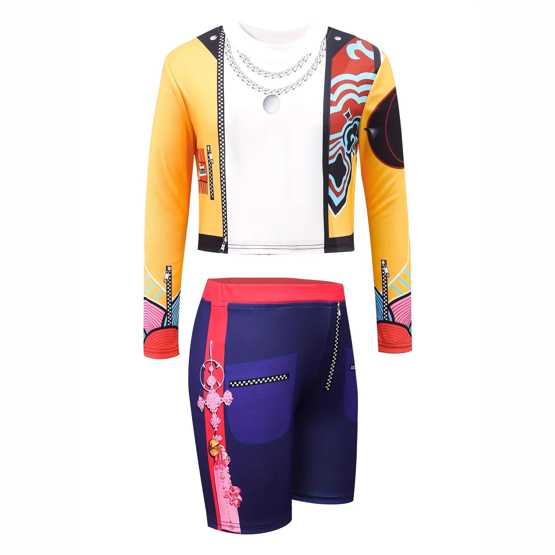 2026 Kids Girl Kpop Stage Performance Costume Hip Hop Outfit Cropped Jacket+Shorts 2PCS/Sets Streetwear Idol Concert Dance Party