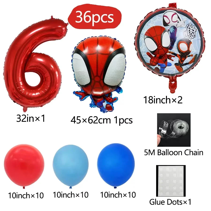 Spidey Giant Balloons Avengers Birthday Decorations 1-9 Number Balloons Superhero Photo Props Kids Party Supplies Boys Rewards