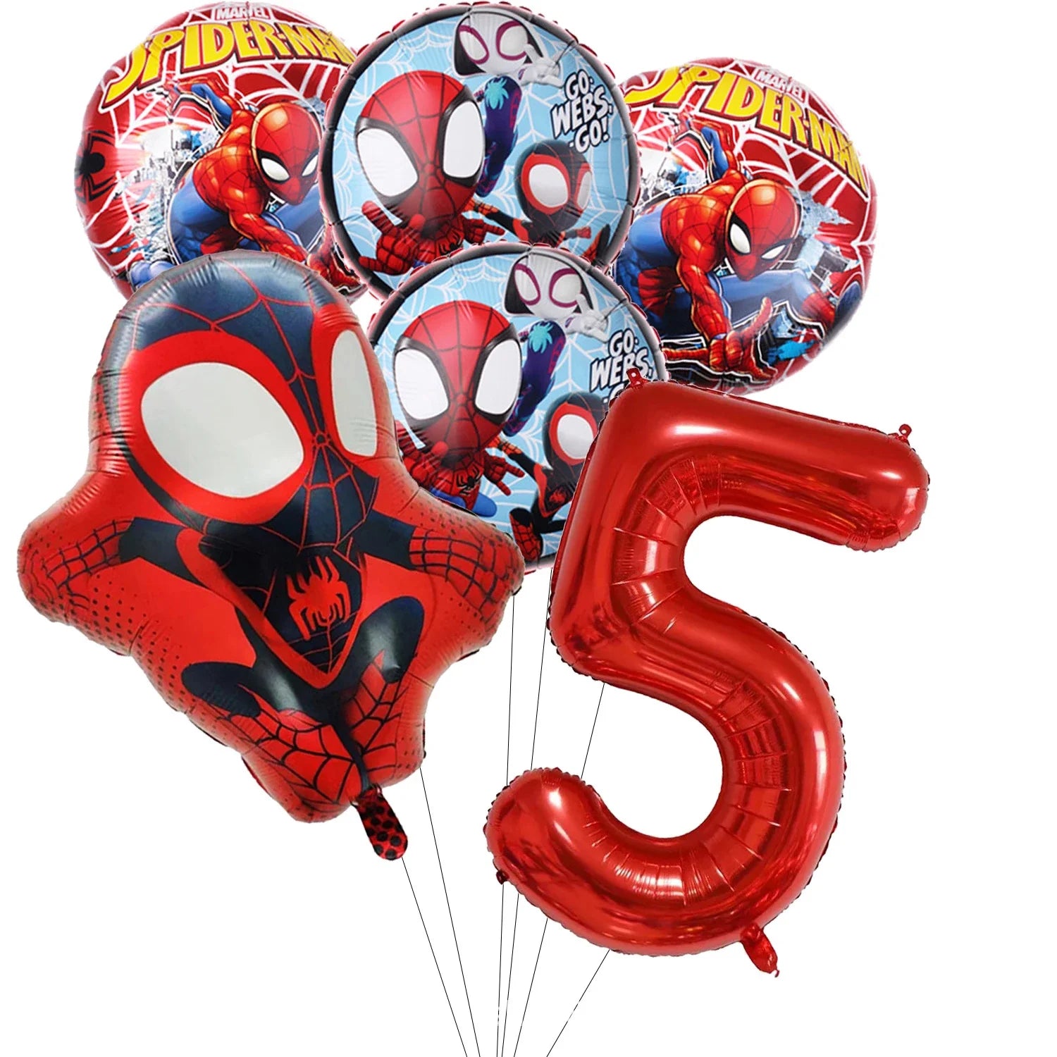 Spidey Giant Balloons Avengers Birthday Decorations 1-9 Number Balloons Superhero Photo Props Kids Party Supplies Boys Rewards