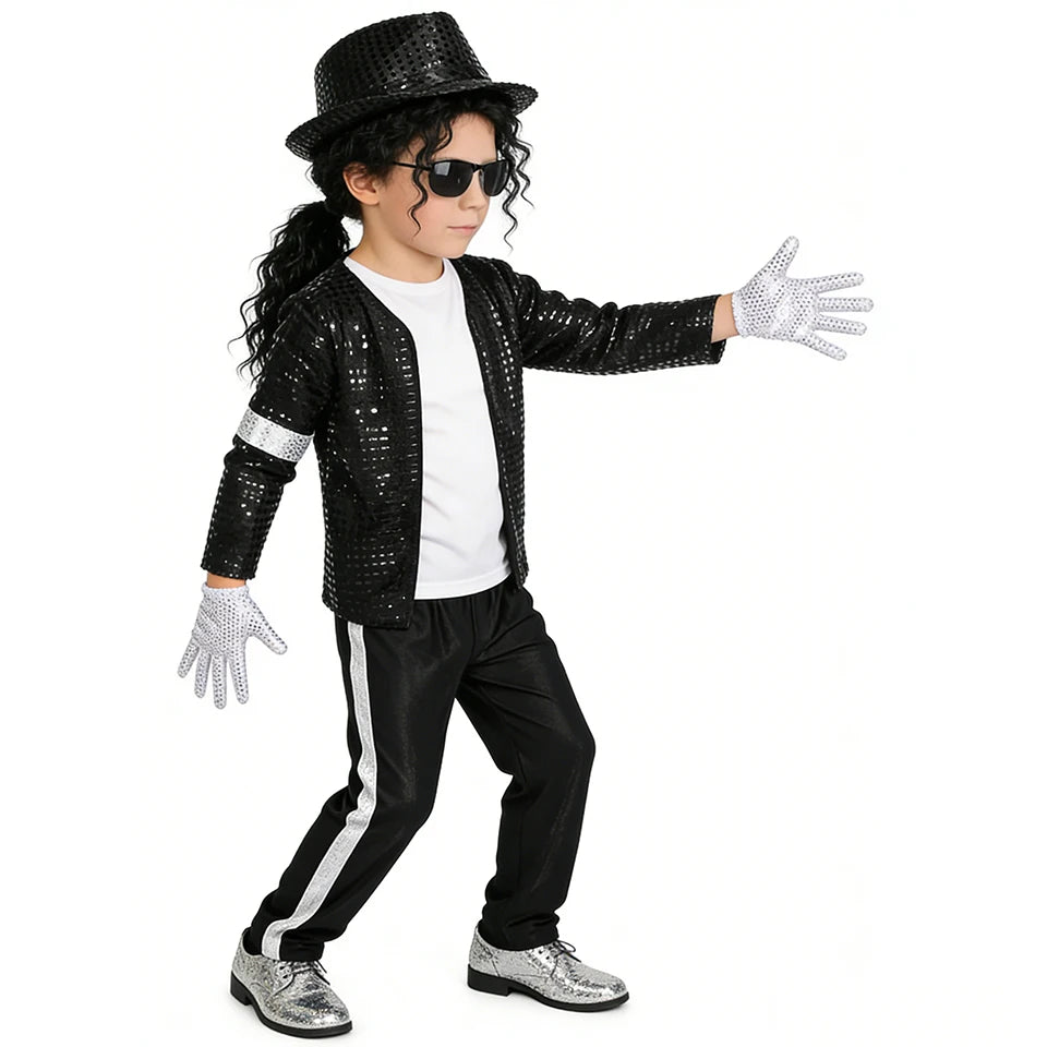 Michael Jackson Kids Clothes Halloween Cosplay Birthday Party Dance Performance Children's Costume Pop Star Boys Girls Outfits