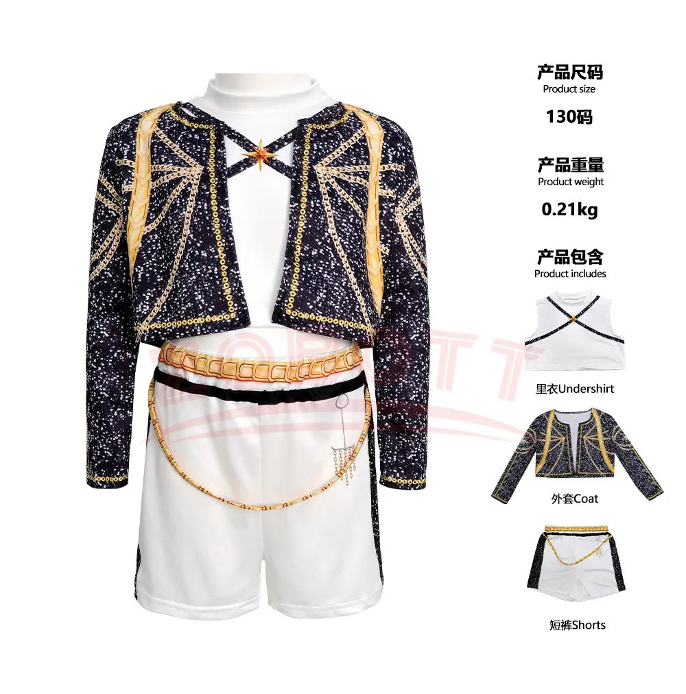 2026 HOT Kpop Demon Hunter Anime Movie Kids Cosplay Rumi Zoey Mira 3D Print Costume Suit Clothes KPop Rumi Zoey Cosplay Outfit