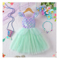 Sequin Performance Costume Girl Princess Dresses Sling Mesh Skirt Birthday Girl Dress Mermaid Themed Party Girl Clothes