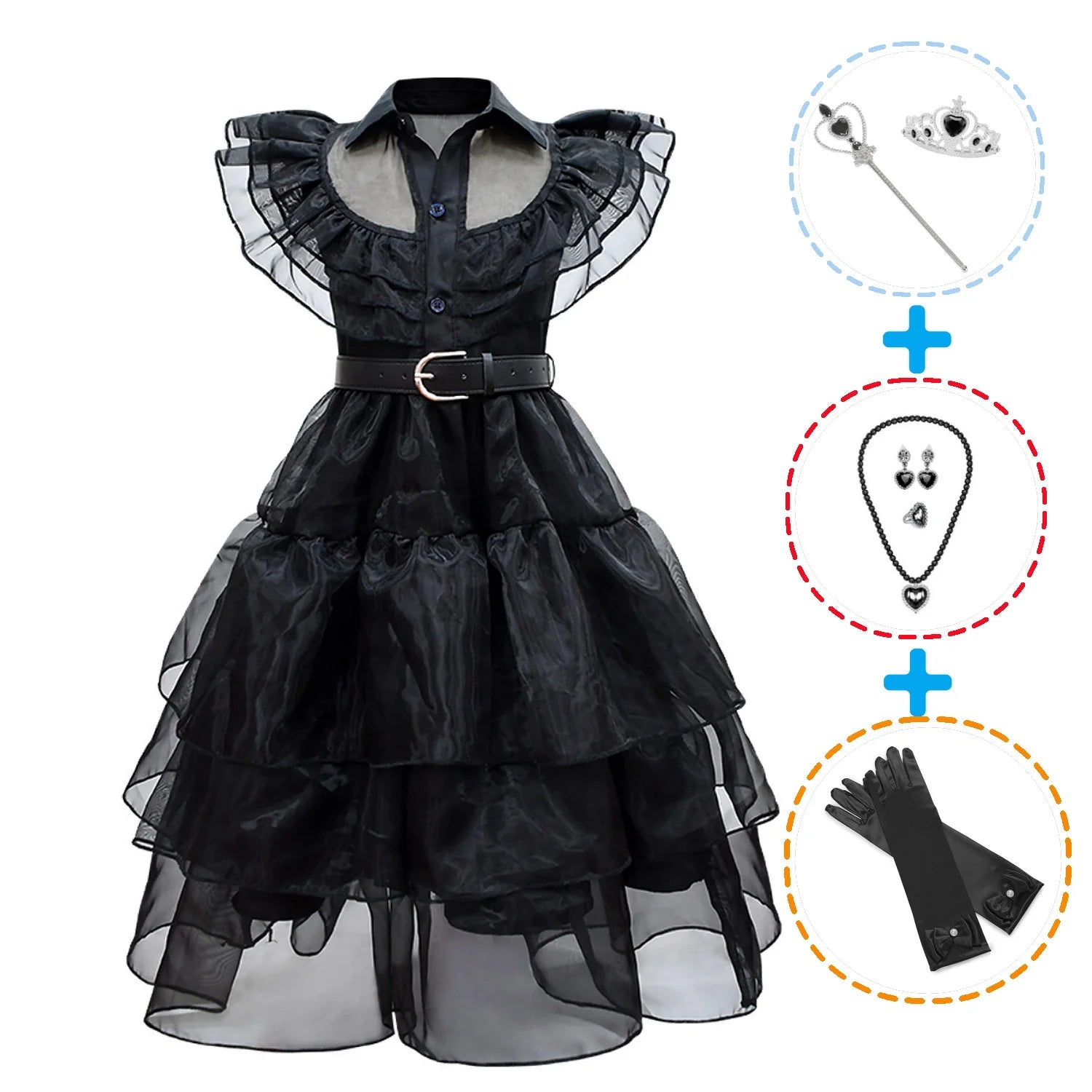 2025 Girls Dark And Sweet Cool Style Dresses Children Cosplay Halloween Carnival Costumes Kids Dancing Party Disguise Outfit