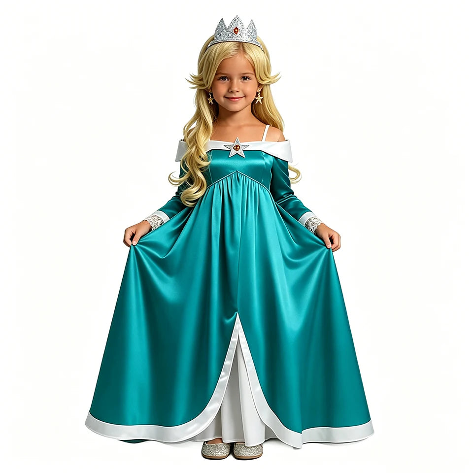 Kids Princess Rosalina Dress for Girls Halloween Cosplay Masquerade Ball Children's Costume Comic Con Elegant Party Kids Clothes