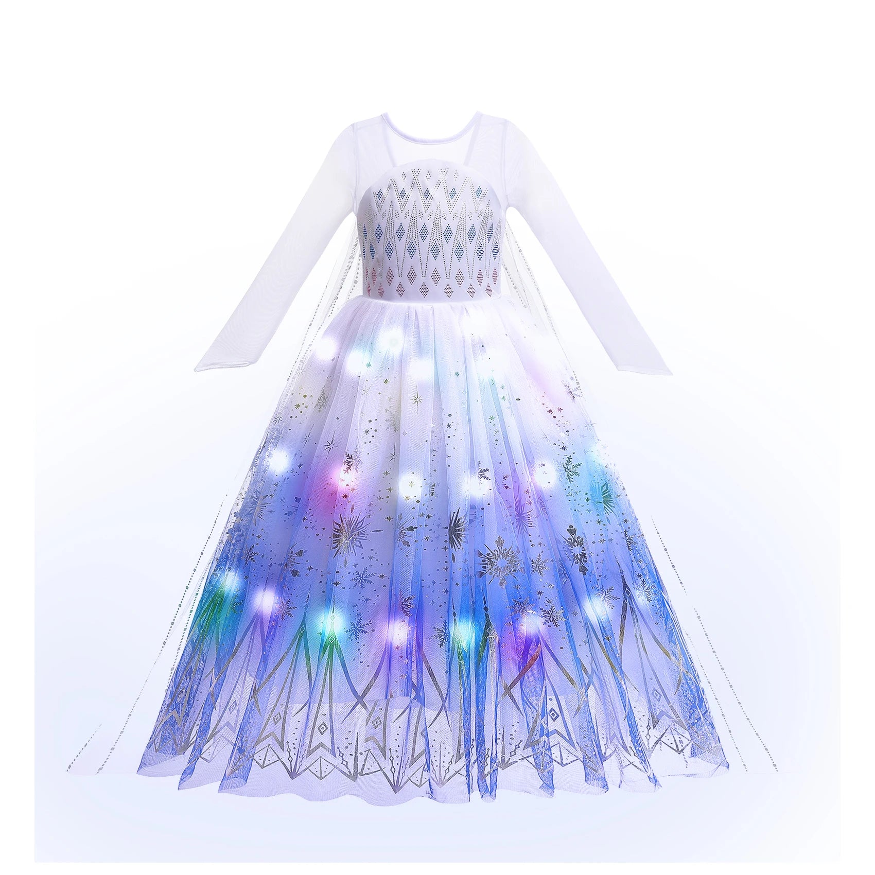 2025 LED Light Dresses Elsa for Girls Kids Cosplay Costumes Christmas Party Prom Gown Robe Play Clothes Princess Dress Up