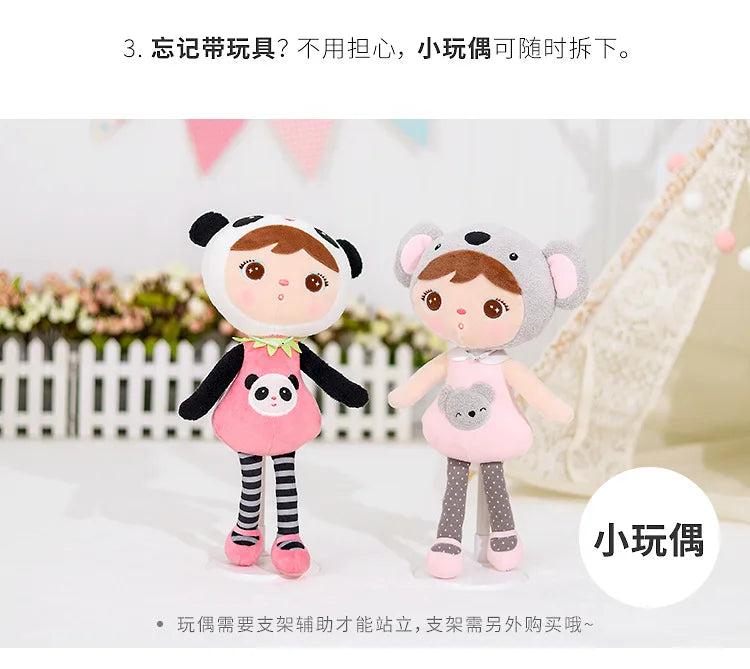 Plush Backpack Little Kid Preschool Ages 1-5 Backpack with Detachable Doll Boys Girls Toddler Backpack Metoo Rabbit Doll