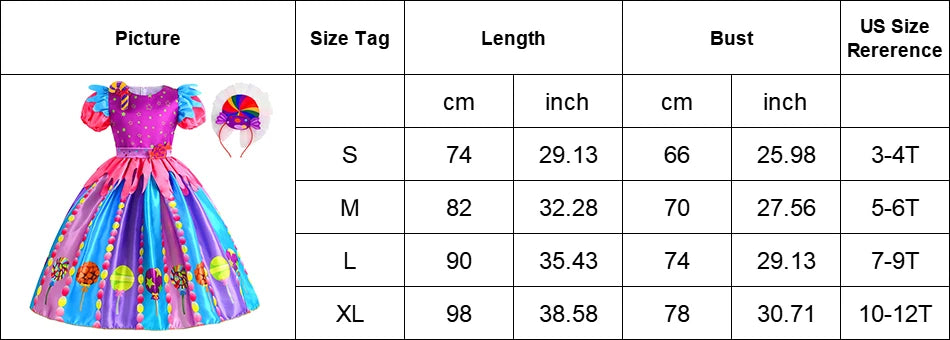 Girls Purim Festival Lollipop Costume Children's Puff Sleeve Candy Costume Kids Sweet Lollipop Print Birthday Party Dresses