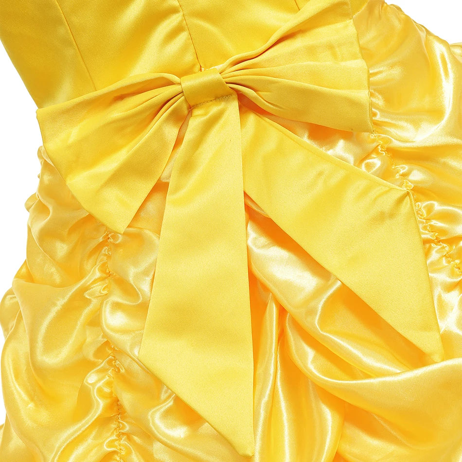 Belle Costume for Girls Cosplay Yellow Princess Dress Beauty and The Beast Costumes Girls Birthday Party Children Clothes Gown