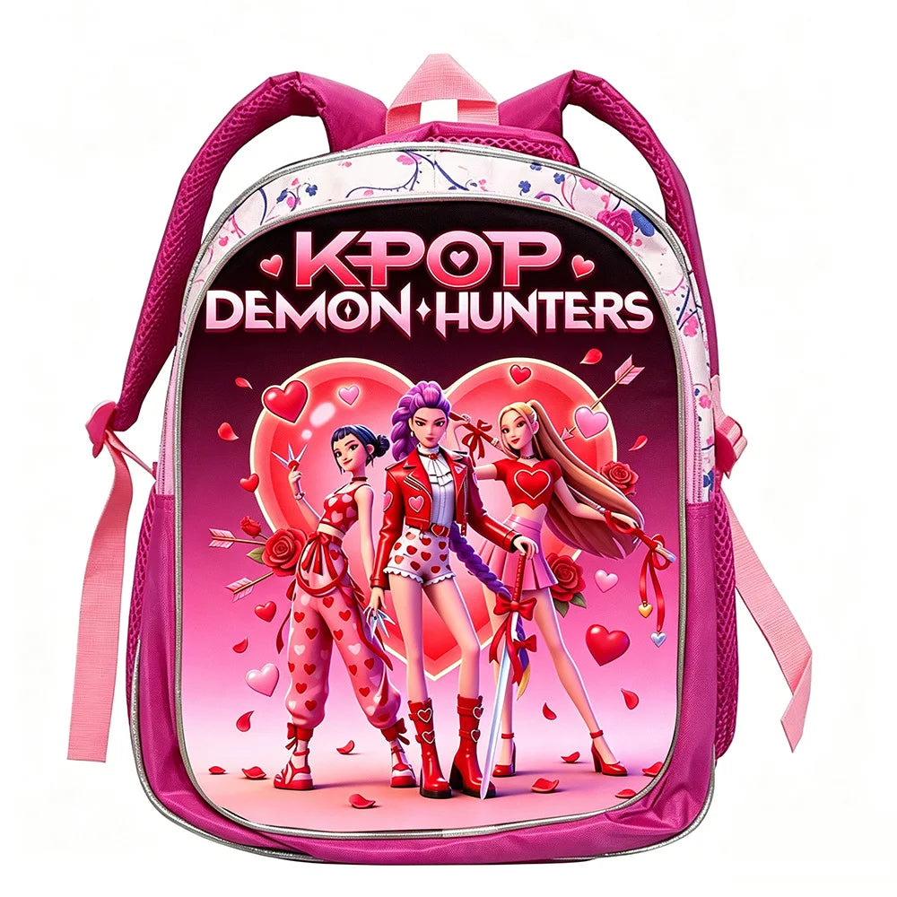 KPop Demon Hunters School Bags Rumi Mira Zoey HUNTR/X Saja Backpacks Lightweight 12inch Pink Mochilas