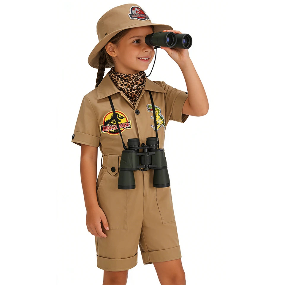 Safari Explorer Children's Costume Halloween Cosplay Outdoor Adventure Jumpsuit Boys Girls Outfits School Festival Kids Clothes