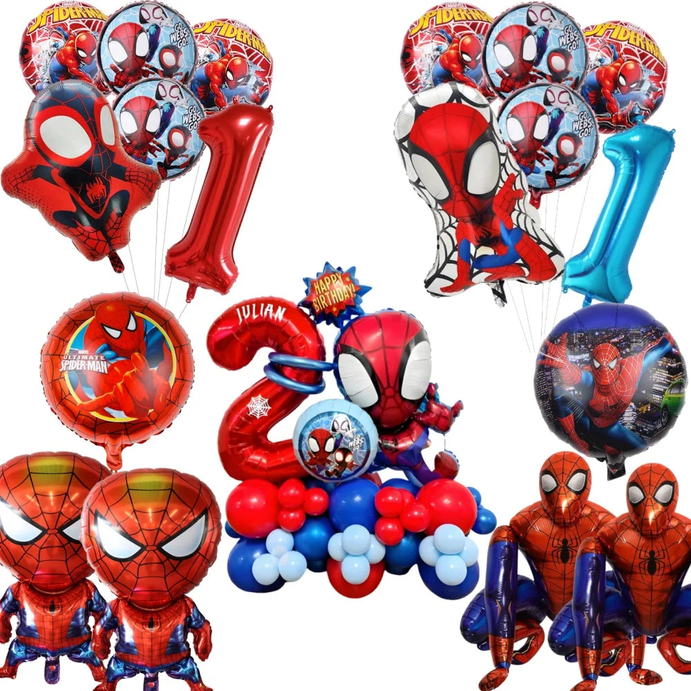 Spidey Giant Balloons Avengers Birthday Decorations 1-9 Number Balloons Superhero Photo Props Kids Party Supplies Boys Rewards