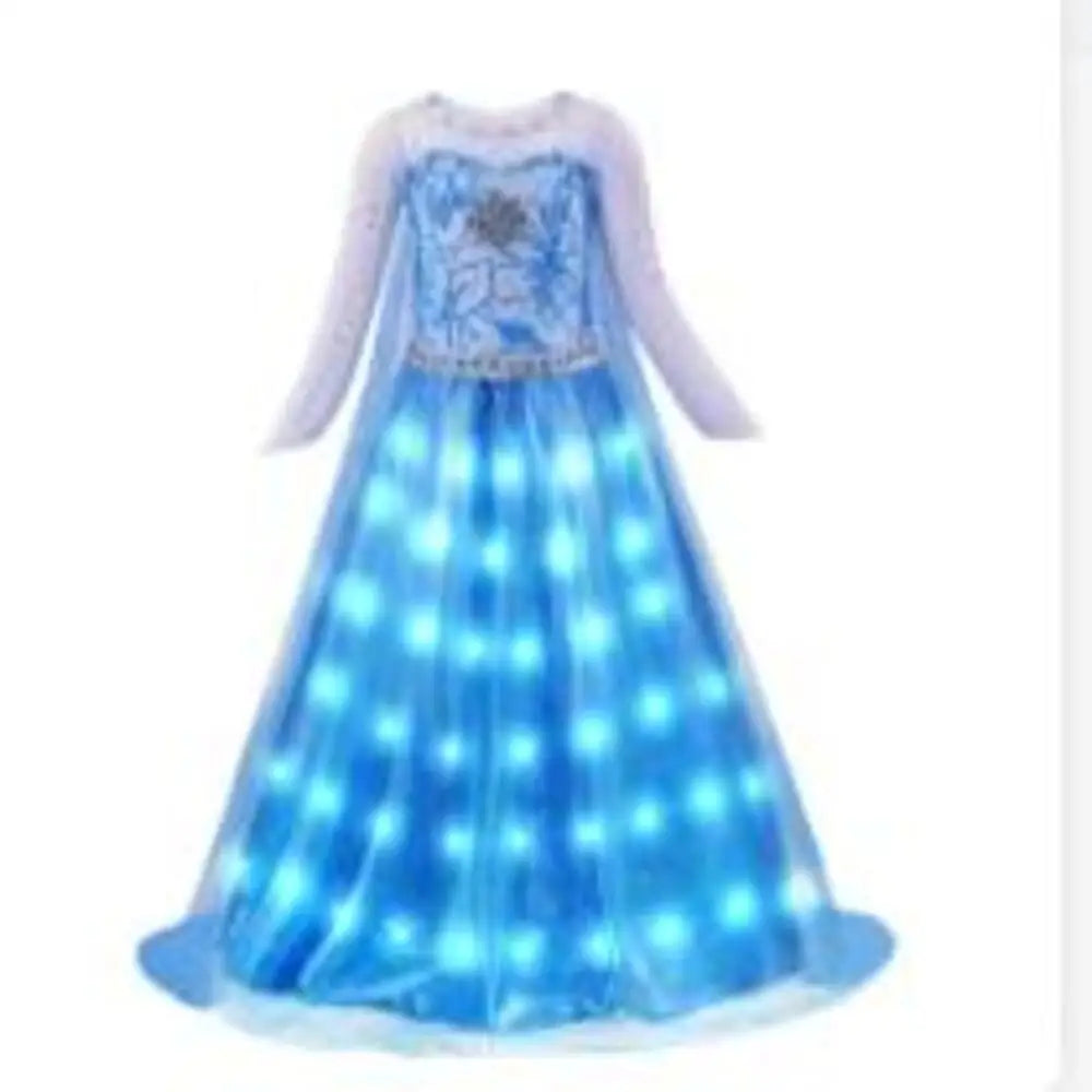 2025 LED Light Dresses Elsa for Girls Kids Cosplay Costumes Christmas Party Prom Gown Robe Play Clothes Princess Dress Up
