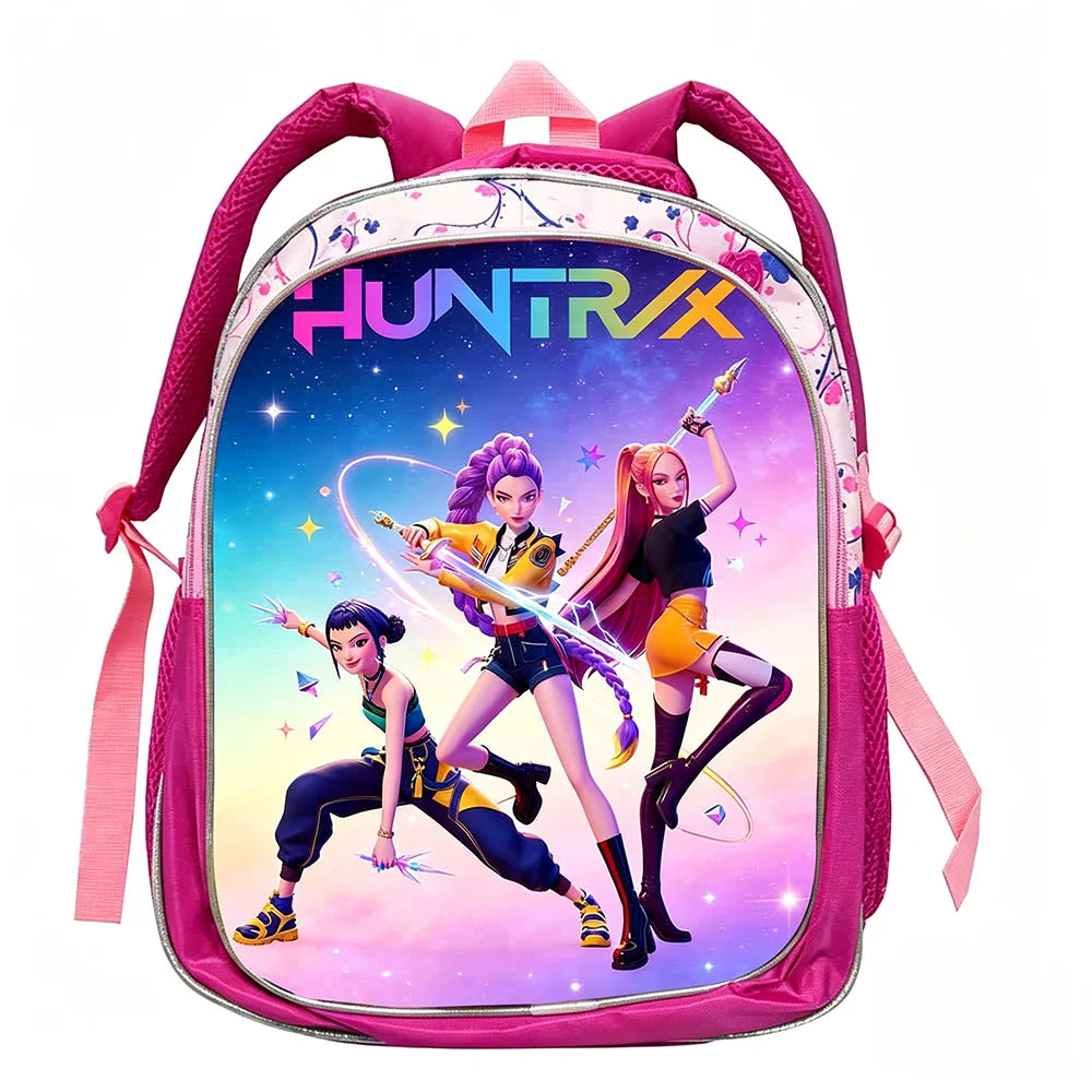 KPop Demon Hunters School Bags Rumi Mira Zoey HUNTR/X Saja Backpacks Lightweight 12inch Pink Mochilas