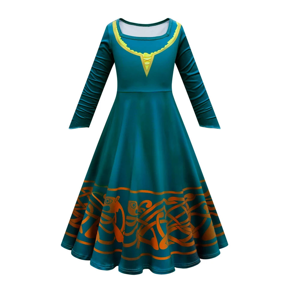 Brave Princess Merida Girls Outfit Halloween Cosplay Performance Themed Event Children Costume Carnival Party Fairy Kids Clothes