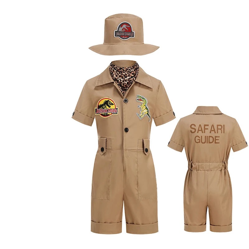 Safari Explorer Children's Costume Halloween Cosplay Outdoor Adventure Jumpsuit Boys Girls Outfits School Festival Kids Clothes