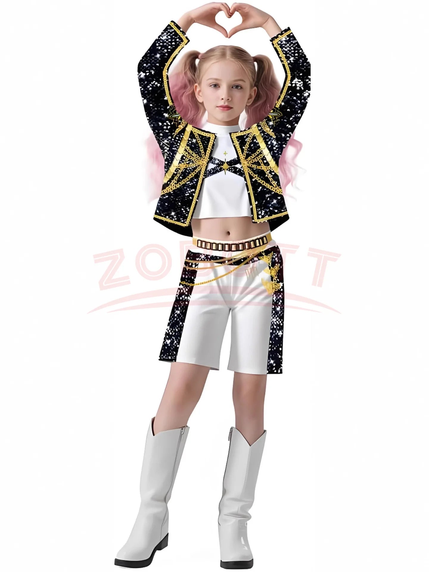 2026 HOT Kpop Demon Hunter Anime Movie Kids Cosplay Rumi Zoey Mira 3D Print Costume Suit Clothes KPop Rumi Zoey Cosplay Outfit