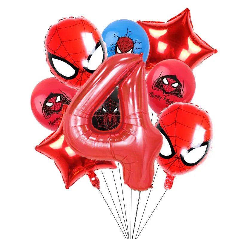 10pcs/set Spider-Man Themed Balloon Set, Number 1-9 Foil Balloons, Decorations for Kids Birthday Party