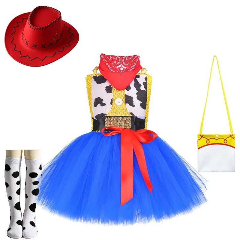 Infant Christmas Jessie Dress New Year Toy Movie Costume Girls Tutu Dress 1 2 3 4 5 6 Years Old Baby Girl Birthday Party Dress