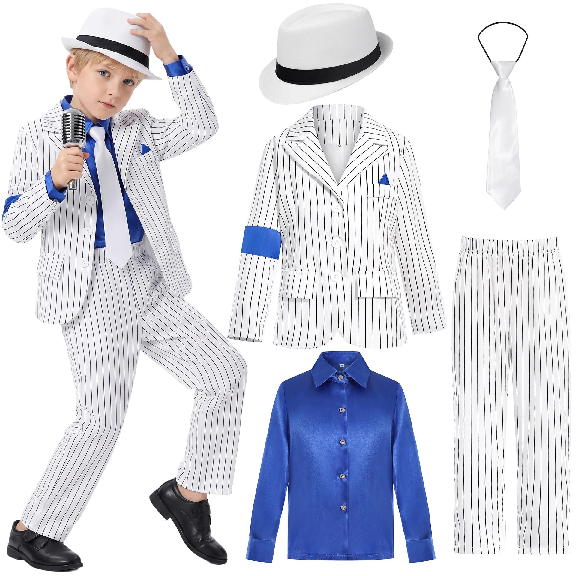 Kids Michael Jackson Costume Cosplay Dance Star Shiny Pants 80s 90s Stage Party Outfits for Boys Children's Clothing Set