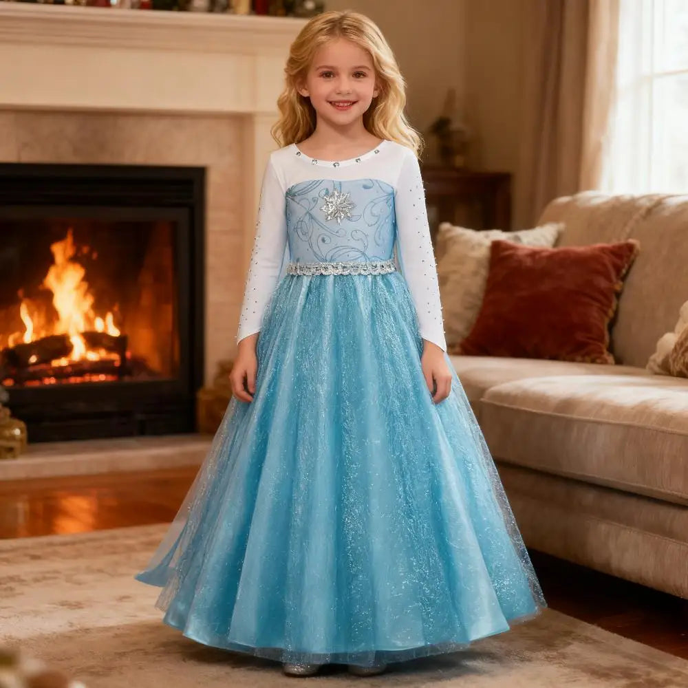 LED Luminous Elsa Dresses for Girls 2026 Carnival Kids Elegant Cosplay Princess Children Gowns Clothing Party Gown Outfits
