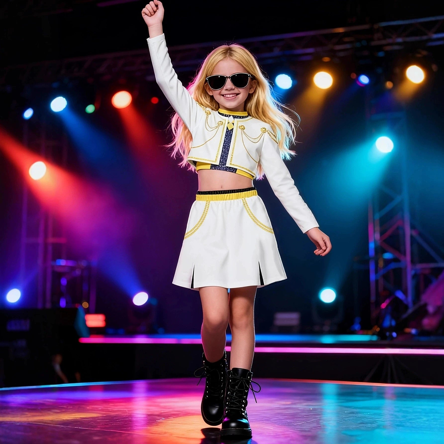 2026 Kids Girl Kpop Stage Performance Costume Hip Hop Outfit Cropped Jacket+Shorts 2PCS/Sets Streetwear Idol Concert Dance Party