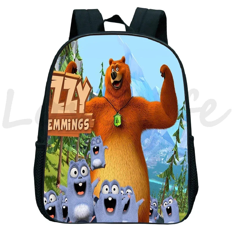 GRIZZY AND THE LEMMINGS Backpack for Boys Girls Kindergarten School Bags Children Cartoon Lemmings Bear Rucksack Kids Bookbags