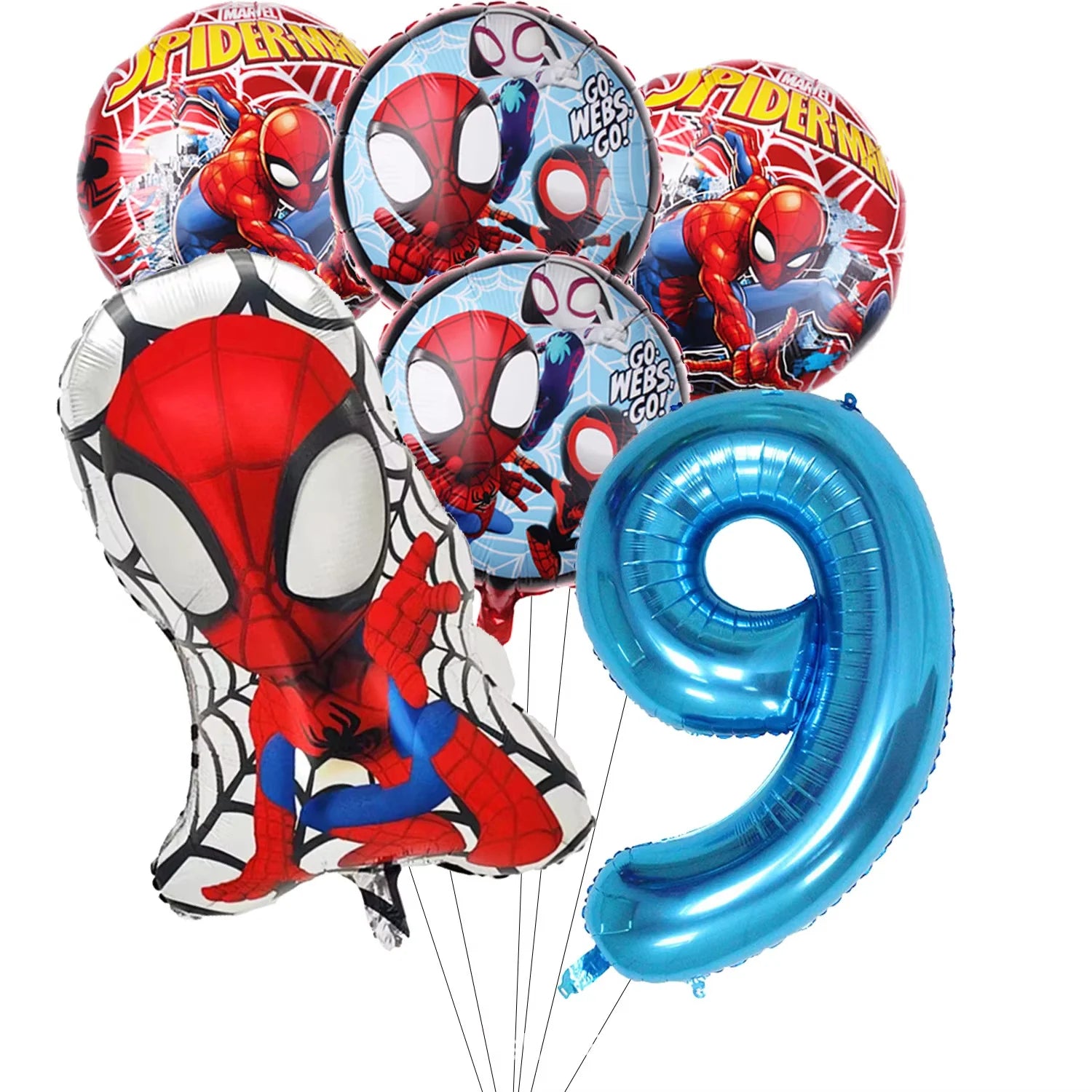 Spidey Giant Balloons Avengers Birthday Decorations 1-9 Number Balloons Superhero Photo Props Kids Party Supplies Boys Rewards