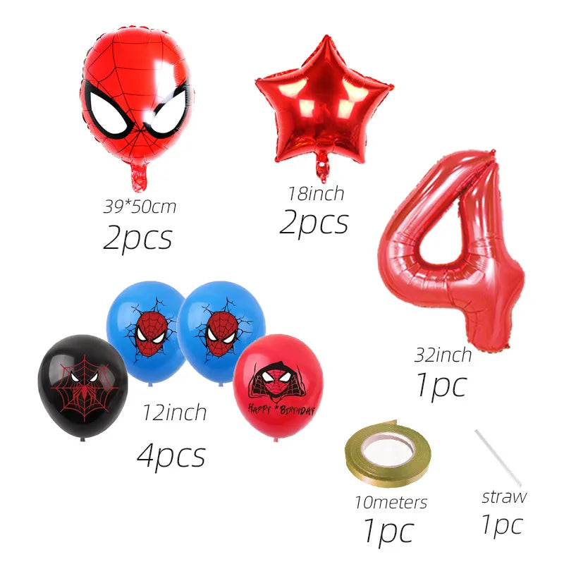 10pcs/set Spider-Man Themed Balloon Set, Number 1-9 Foil Balloons, Decorations for Kids Birthday Party