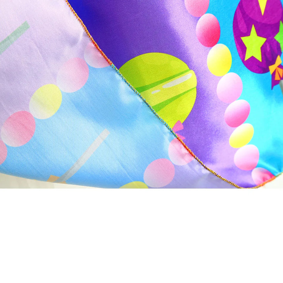 Girls Purim Festival Lollipop Costume Children's Puff Sleeve Candy Costume Kids Sweet Lollipop Print Birthday Party Dresses