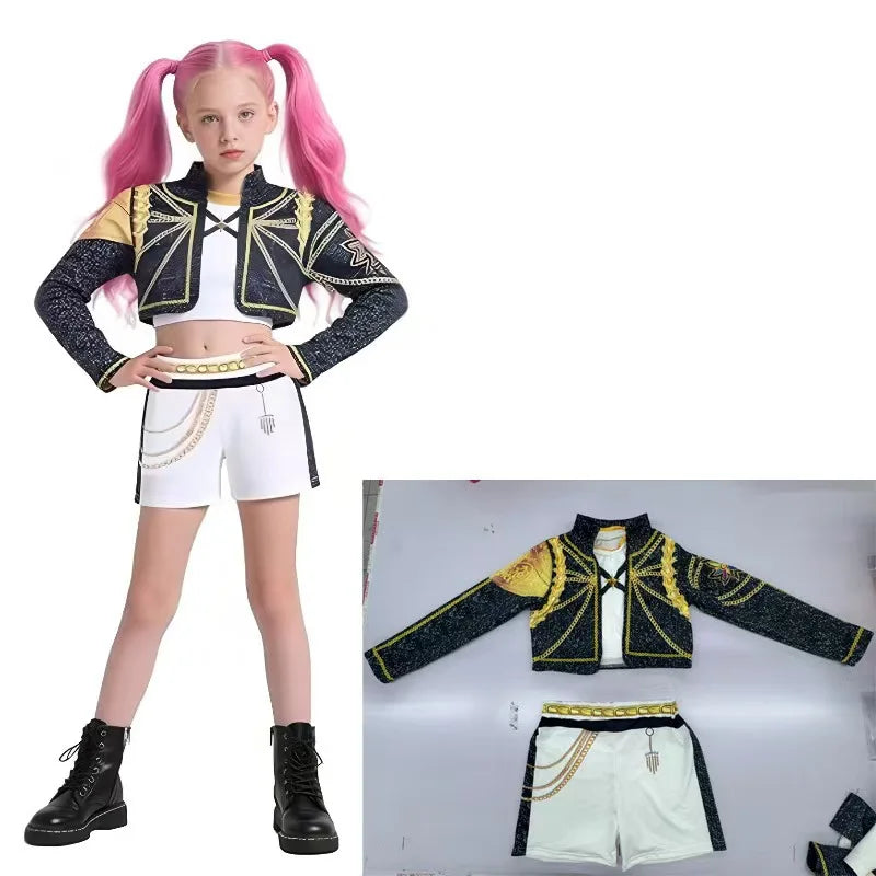 Girl 3D Print 3Pcs Role Play Dress up Popular Korean Music Performance Clothing Dance Costume Child Singer Cosplay Team Uniform