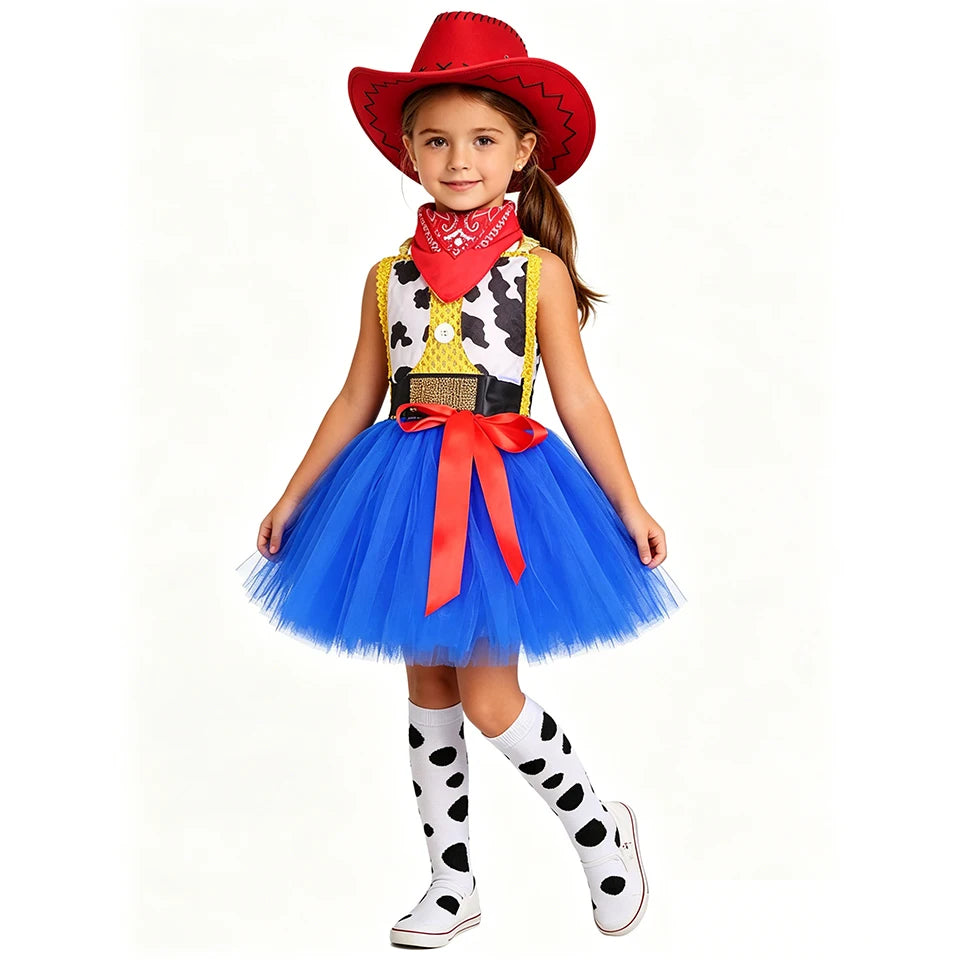 Infant Christmas Jessie Dress New Year Toy Movie Costume Girls Tutu Dress 1 2 3 4 5 6 Years Old Baby Girl Birthday Party Dress