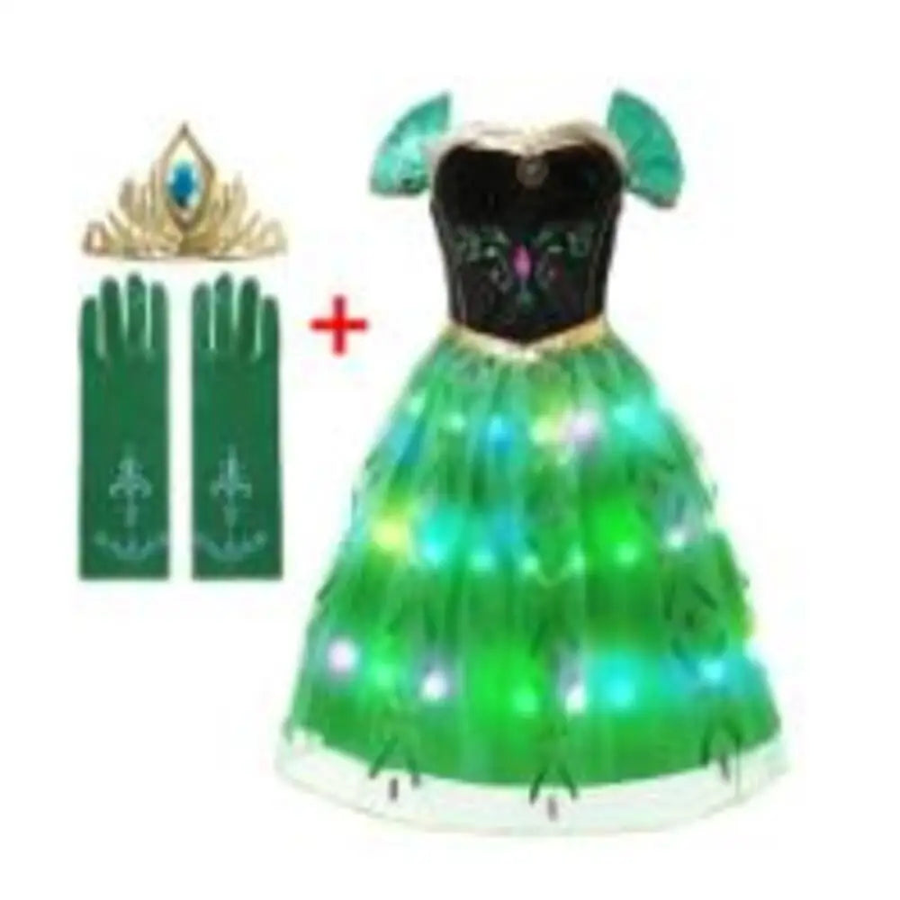 2025 LED Light Dresses Elsa for Girls Kids Cosplay Costumes Christmas Party Prom Gown Robe Play Clothes Princess Dress Up
