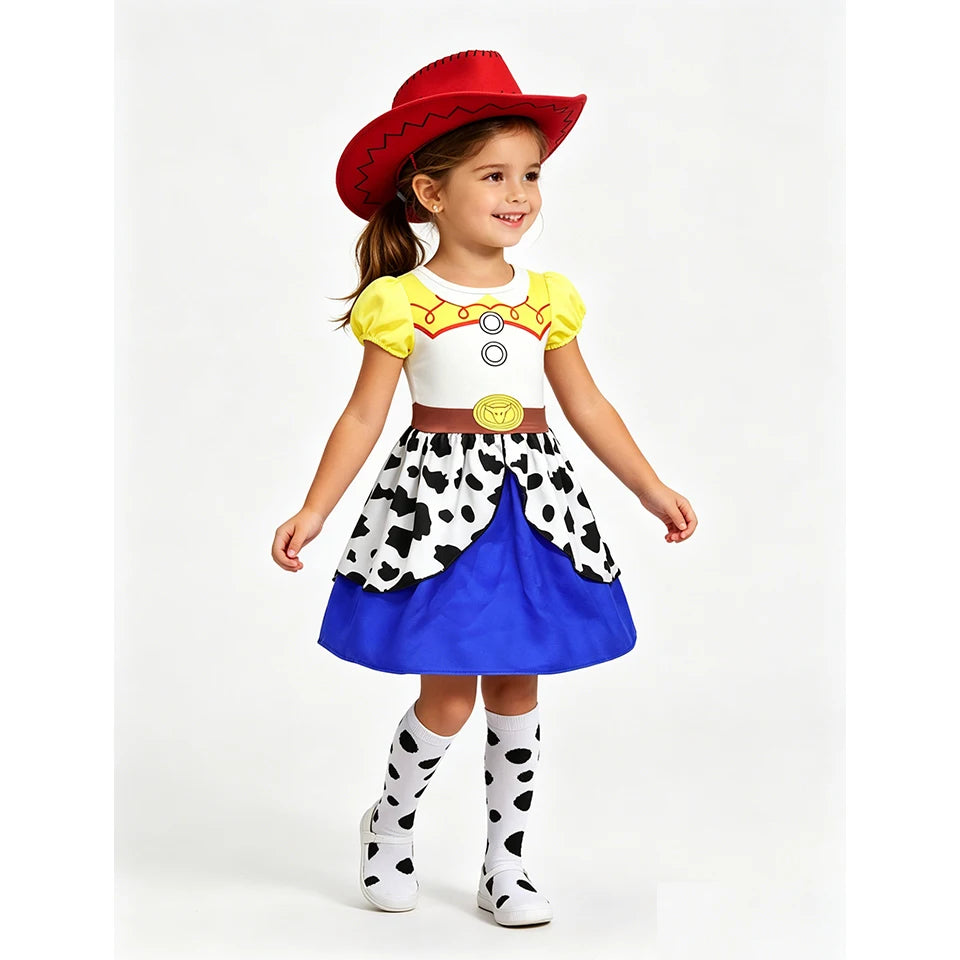 Infant Christmas Jessie Dress New Year Toy Movie Costume Girls Tutu Dress 1 2 3 4 5 6 Years Old Baby Girl Birthday Party Dress
