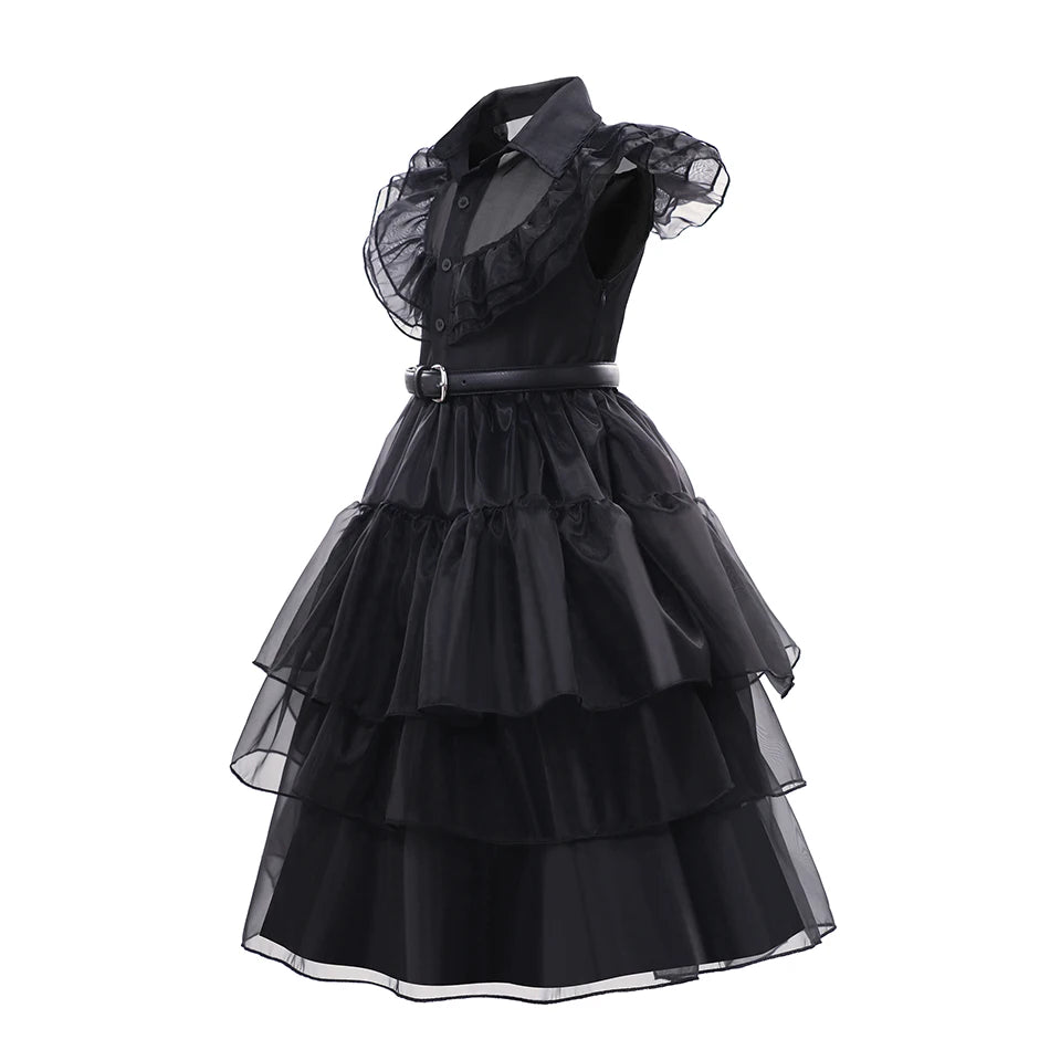 2025 Girls Dark And Sweet Cool Style Dresses Children Cosplay Halloween Carnival Costumes Kids Dancing Party Disguise Outfit