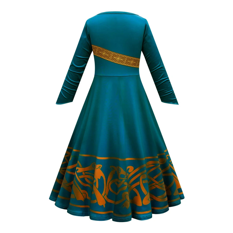 Brave Princess Merida Girls Outfit Halloween Cosplay Performance Themed Event Children Costume Carnival Party Fairy Kids Clothes