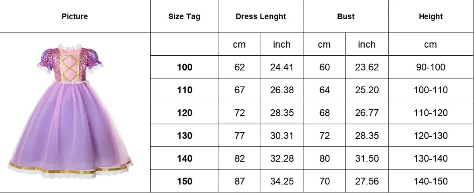 Girl Princess Purple Sequined Lace Skirt Kids Halloween Cosplay Tangled Costume Birthday Party Costume Mesh Bow Clothing 2025