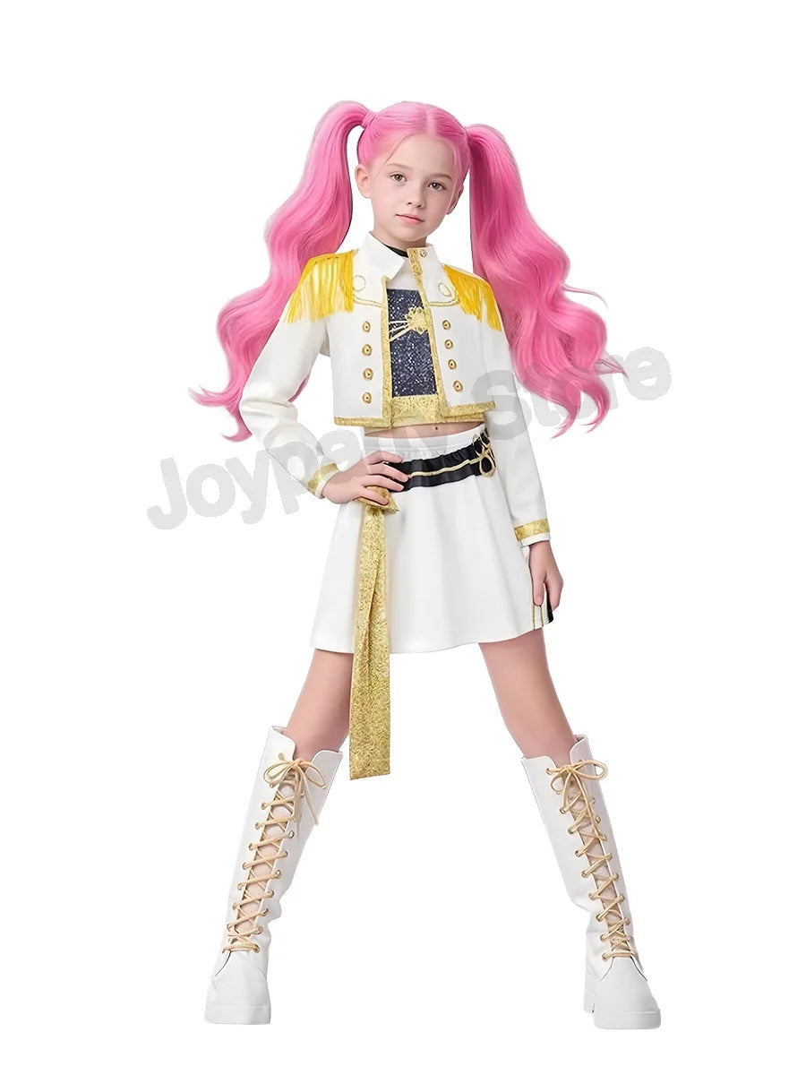2026 HOT Kpop Demon Hunter Anime Movie Kids Cosplay Rumi Zoey Mira 3D Print Costume Suit Clothes KPop Rumi Zoey Cosplay Outfit