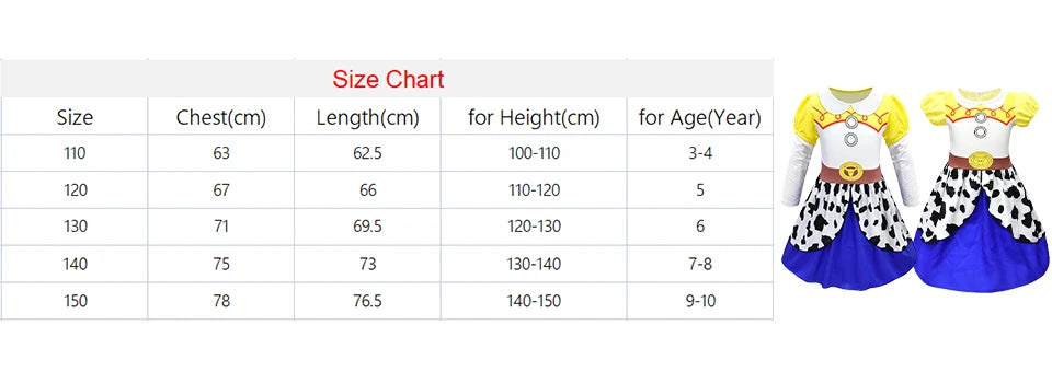Infant Christmas Jessie Dress New Year Toy Movie Costume Girls Tutu Dress 1 2 3 4 5 6 Years Old Baby Girl Birthday Party Dress