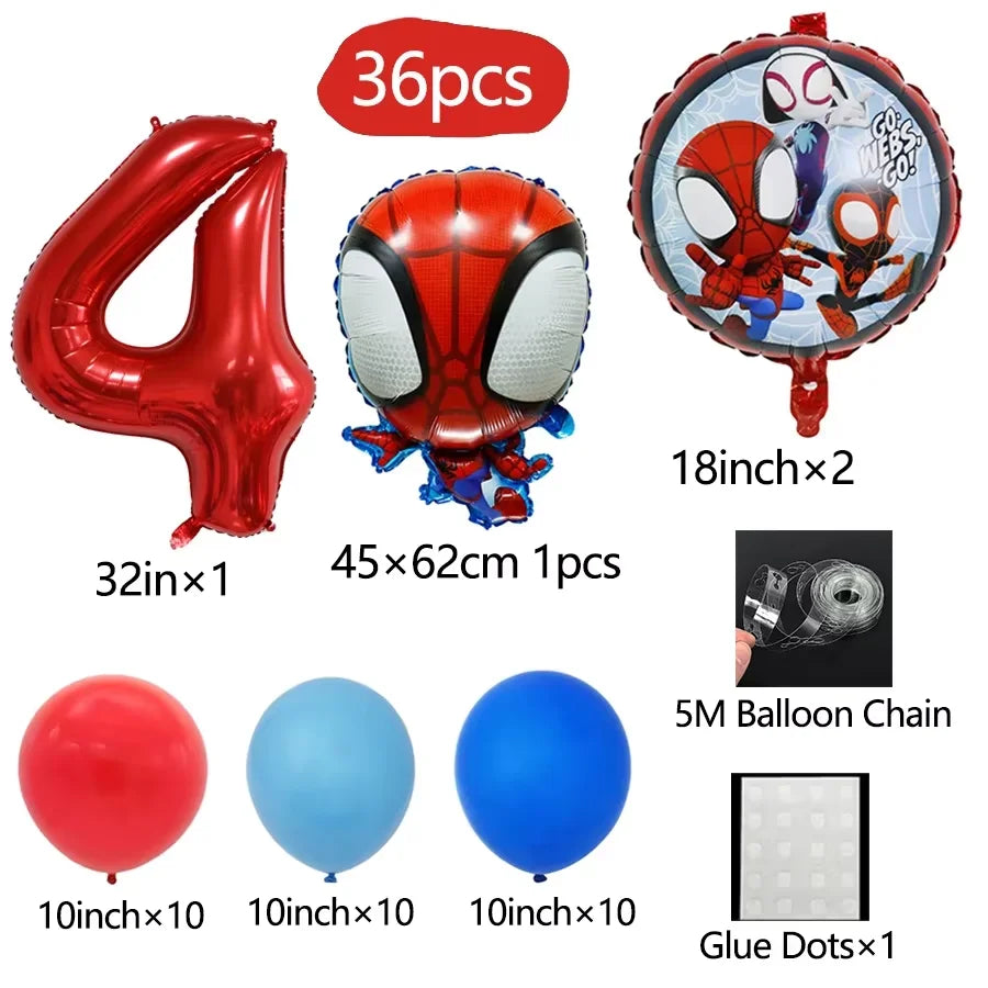 Spidey Giant Balloons Avengers Birthday Decorations 1-9 Number Balloons Superhero Photo Props Kids Party Supplies Boys Rewards