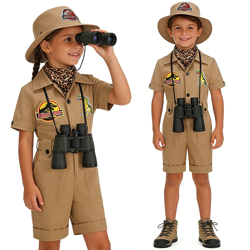 Safari Explorer Children's Costume Halloween Cosplay Outdoor Adventure Jumpsuit Boys Girls Outfits School Festival Kids Clothes