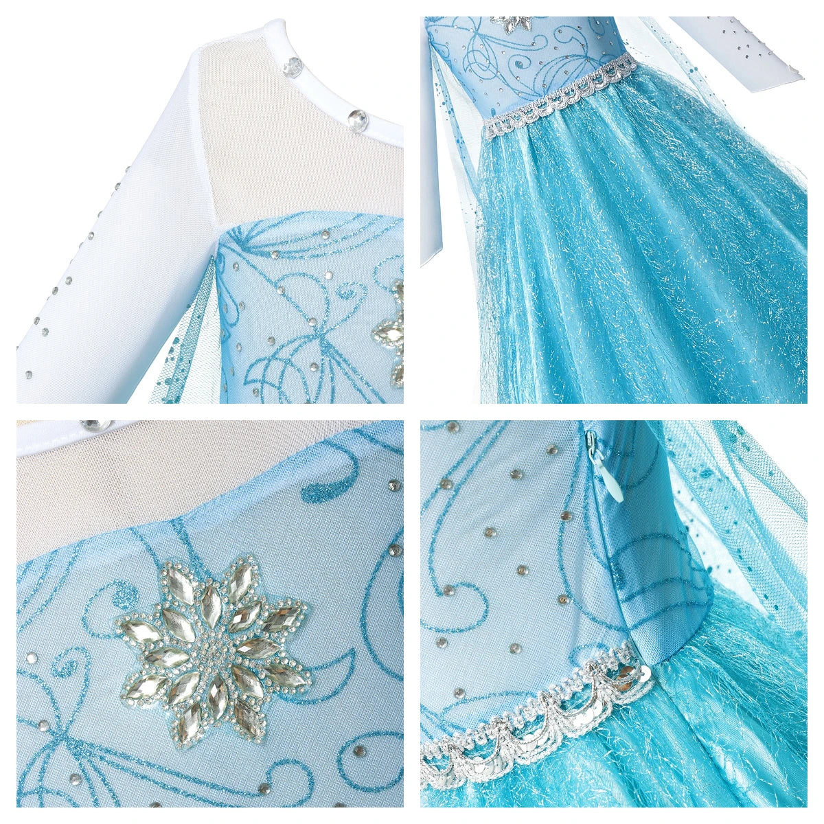 Girl Cosplay Snow Queen Dress Autumn Winter Children Elsa Carnival Party Princess Costume Kids Birthday Prom Gown Clothing 2-10T