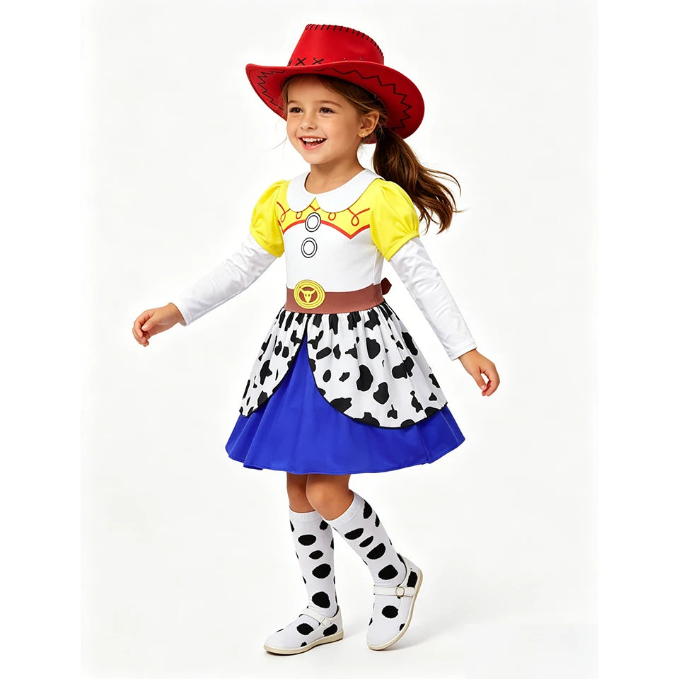 Infant Christmas Jessie Dress New Year Toy Movie Costume Girls Tutu Dress 1 2 3 4 5 6 Years Old Baby Girl Birthday Party Dress